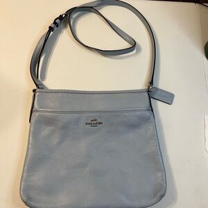 Coach Pale Blue Pebbled Leather Crossbody